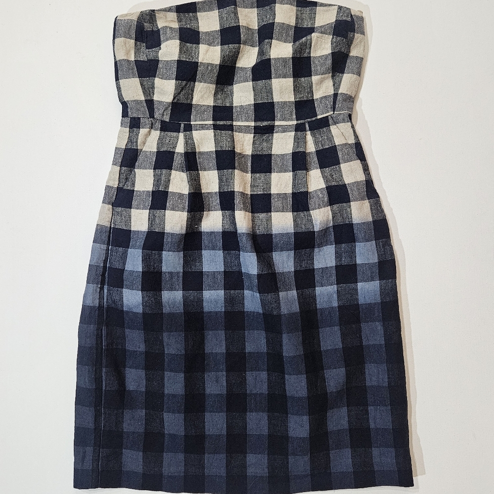 Gap Strapless Linenโ Mini Tube Dress Womens 0 Black White Gingham Dark Academia